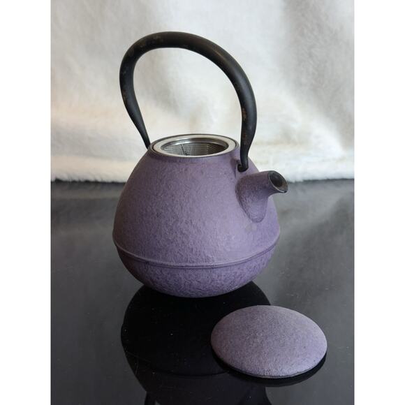 Roji NANBU IRON STUDIO Cast Iron Mini Teapot Black / Purple Tea Infuser 12 oz - Picture 3 of 9